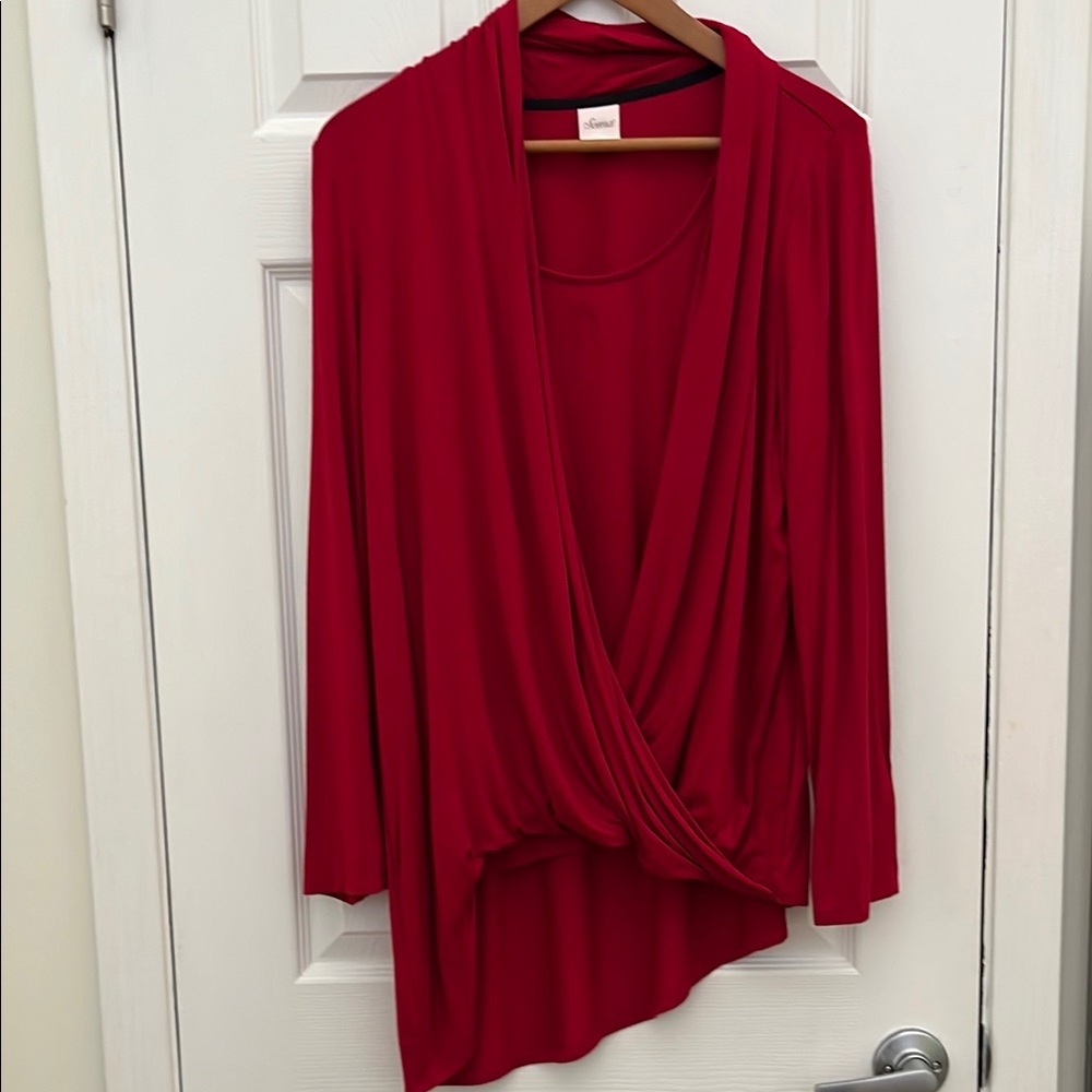 Soma Red Asymmetrical Wrap Blouse - Picture 1 of 5
